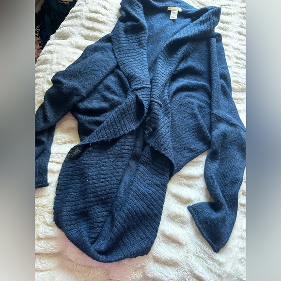 💓 H&M blue navy oversize cardigan long sleeve vintage medium/large stretchy - Picture 3 of 3